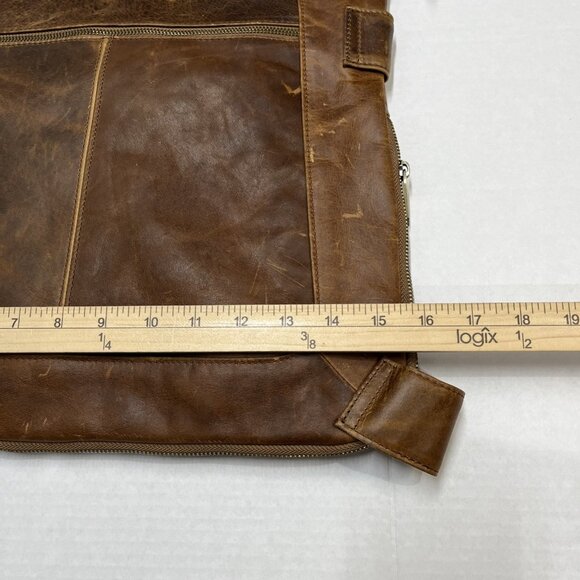 AmeriLeather Judelle Universal Leather Brown Satchel Bag Zipper Expandable - Picture 8 of 12